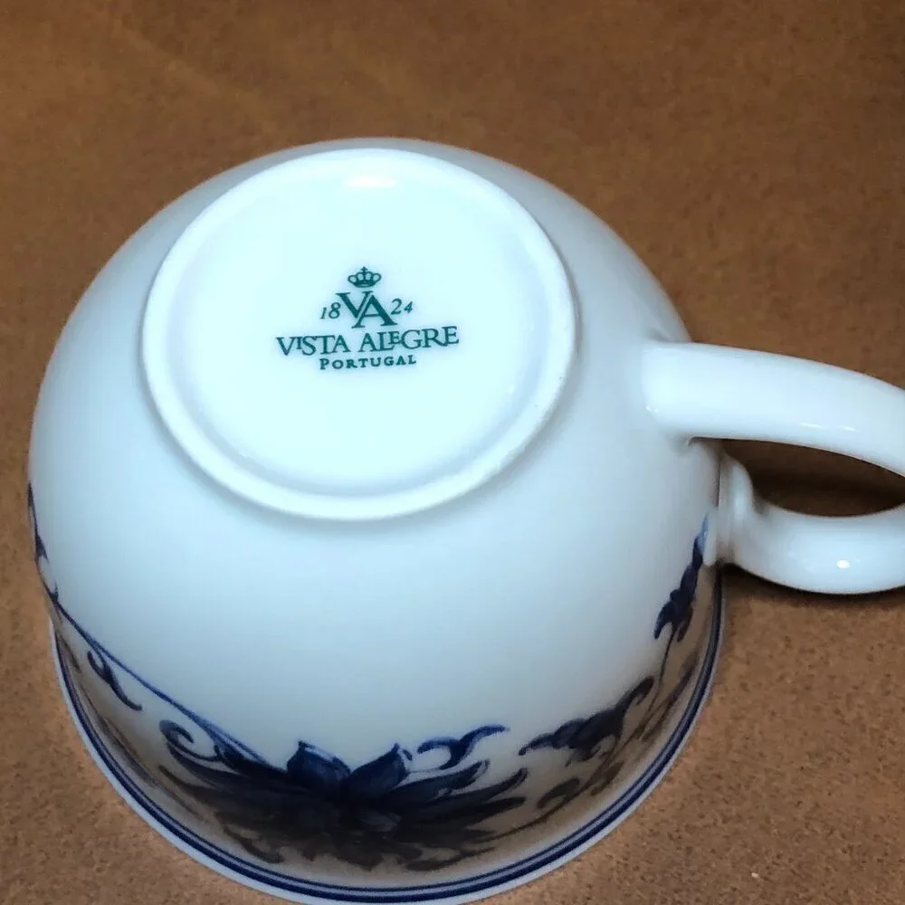 Vista Alegre Flat Demitasse Cup & Saucer Set Lapis Blue/White - Picture 9 of 13